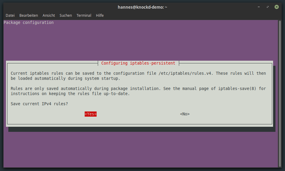 iptables-persistent IPv4 Konfiguration